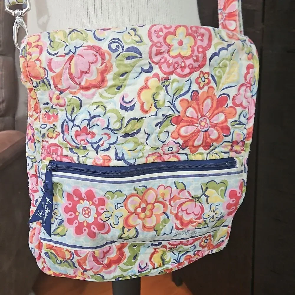 Vera Bradley Hope Garden Quilted Floral Mail Bag And Wallet